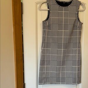 Theory Black and White Checked Mini Sheath Dress